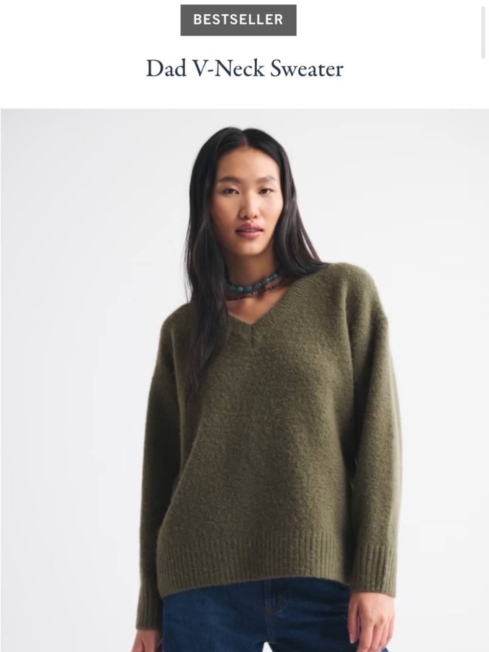 Abercrombie & Fitch Olive Green V-Neck Sweater NWT XS